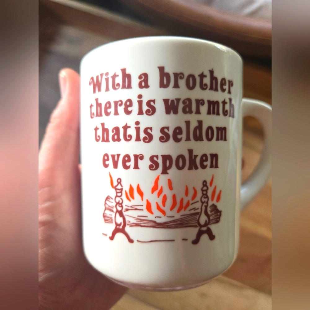 🔥 XL Vintage “Brother” Quote Mug by Linyi | Fireplace Design Ceramic Cup 🔥
